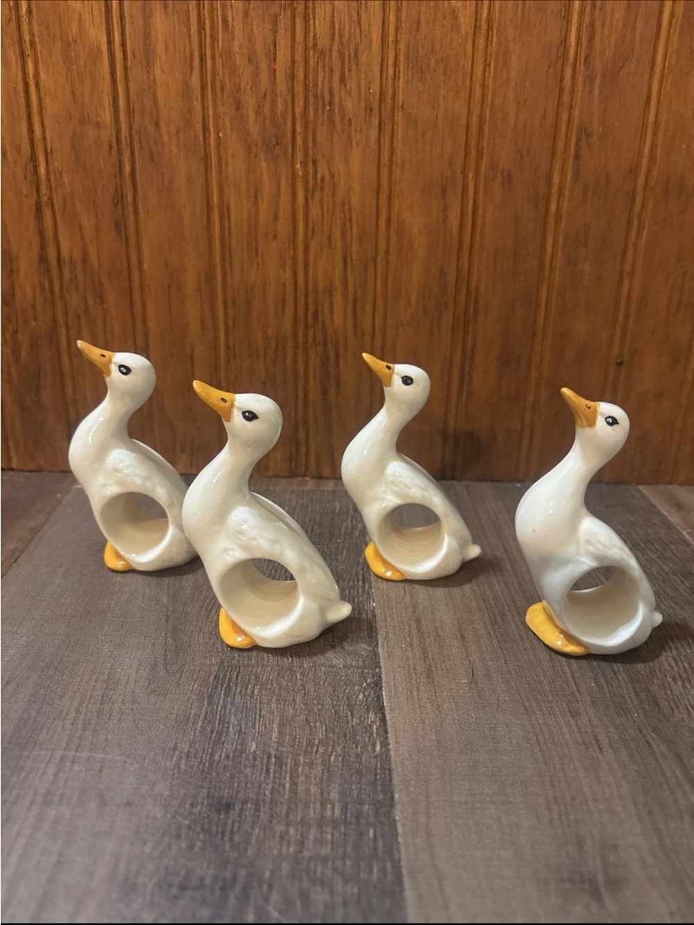 White Ceramic Duck Napkin Rings - Set of 4